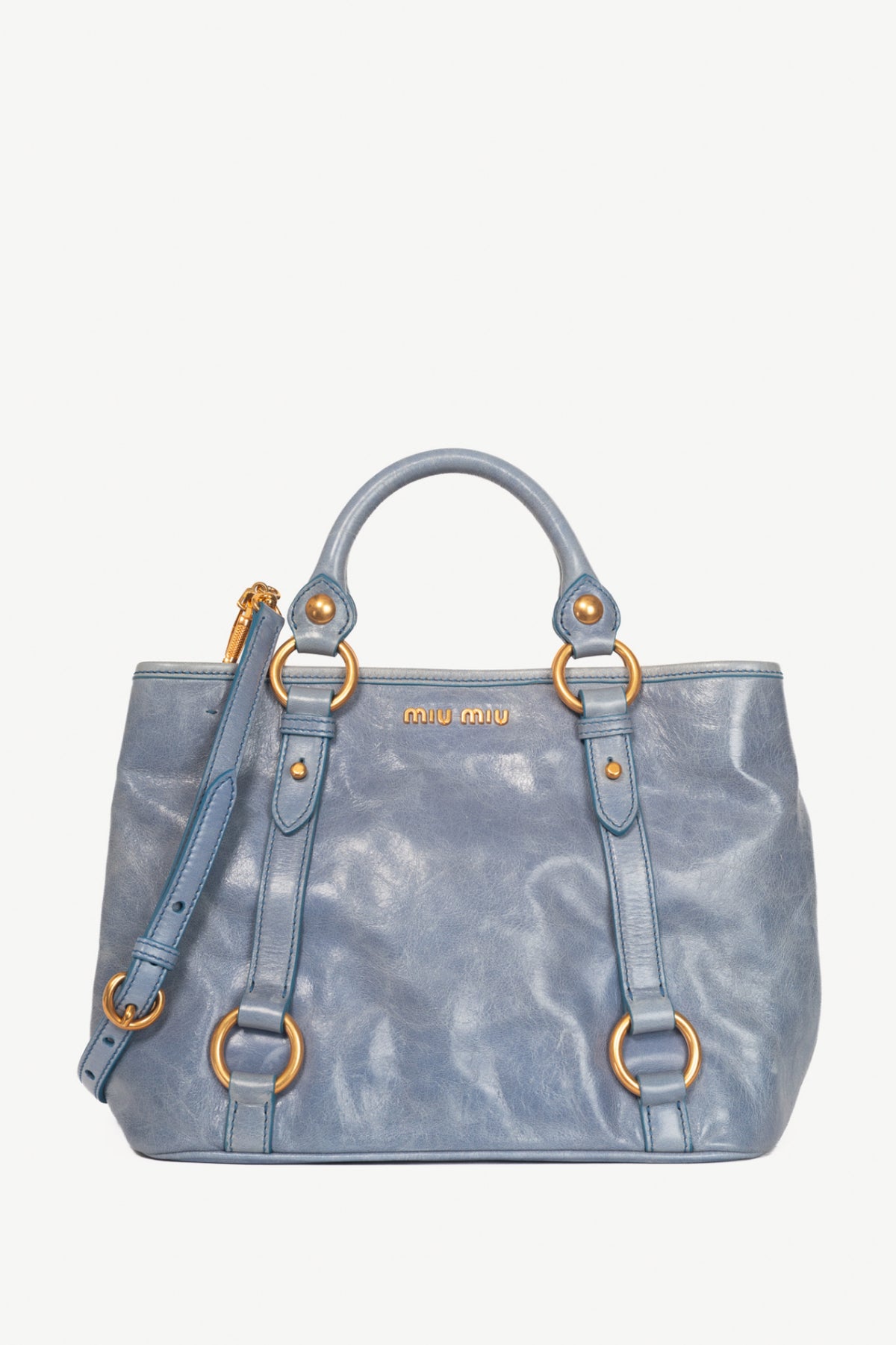 Miu Miu Bauletto Aperto Mare Vitello Shine Tote