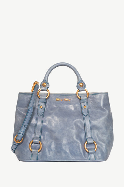 Miu Miu Bauletto Aperto Mare Vitello Shine Tote