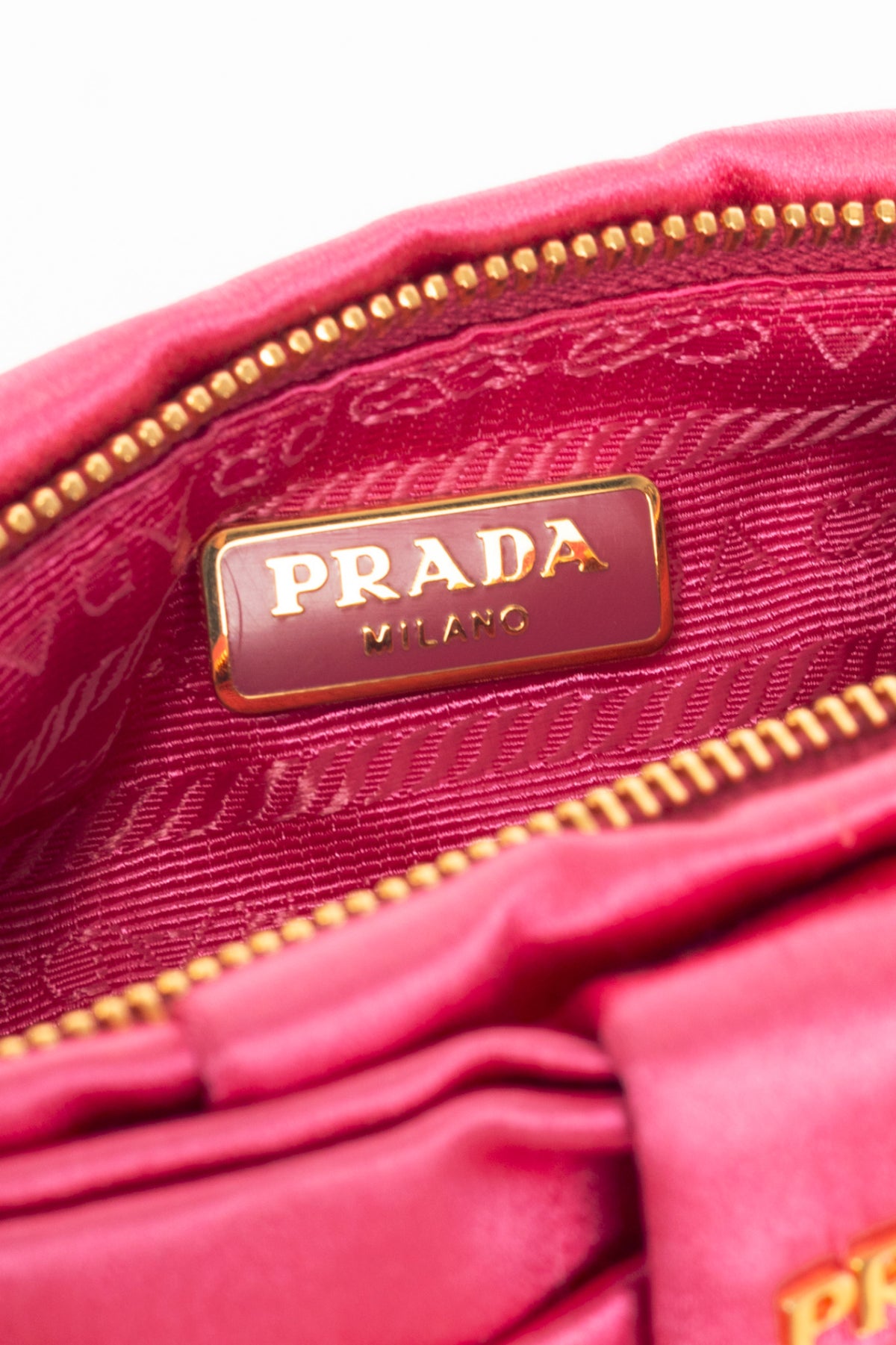 Prada Necessaire Fuxia Raso Bow Zip Wristlet