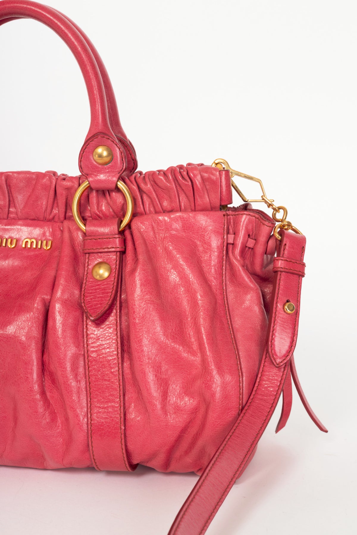 Miu Miu Pale Purple Drawstring Tie Satchel