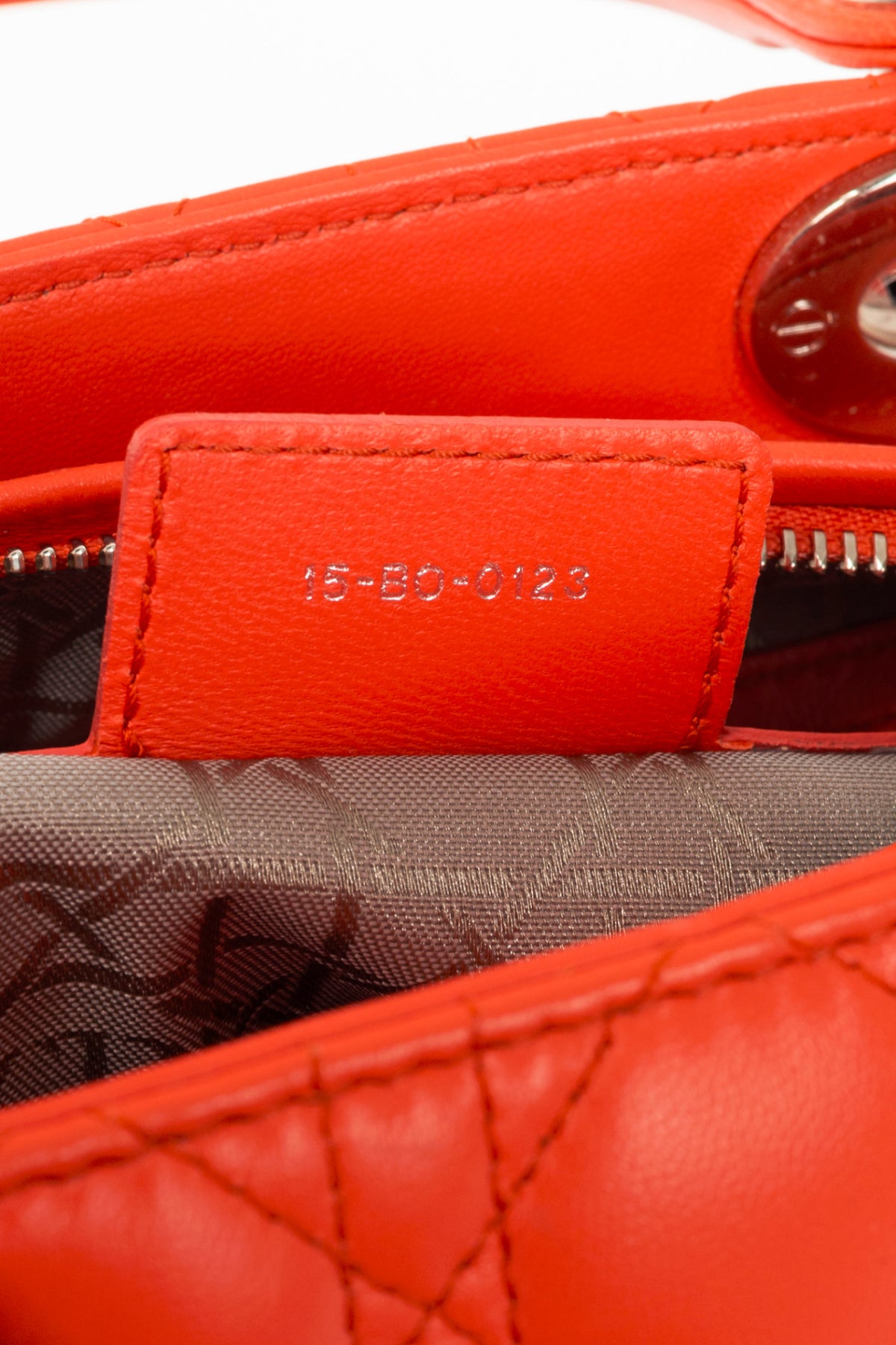 Christian Dior Lady Dior Medium "Orange" Cannage Leather Tote