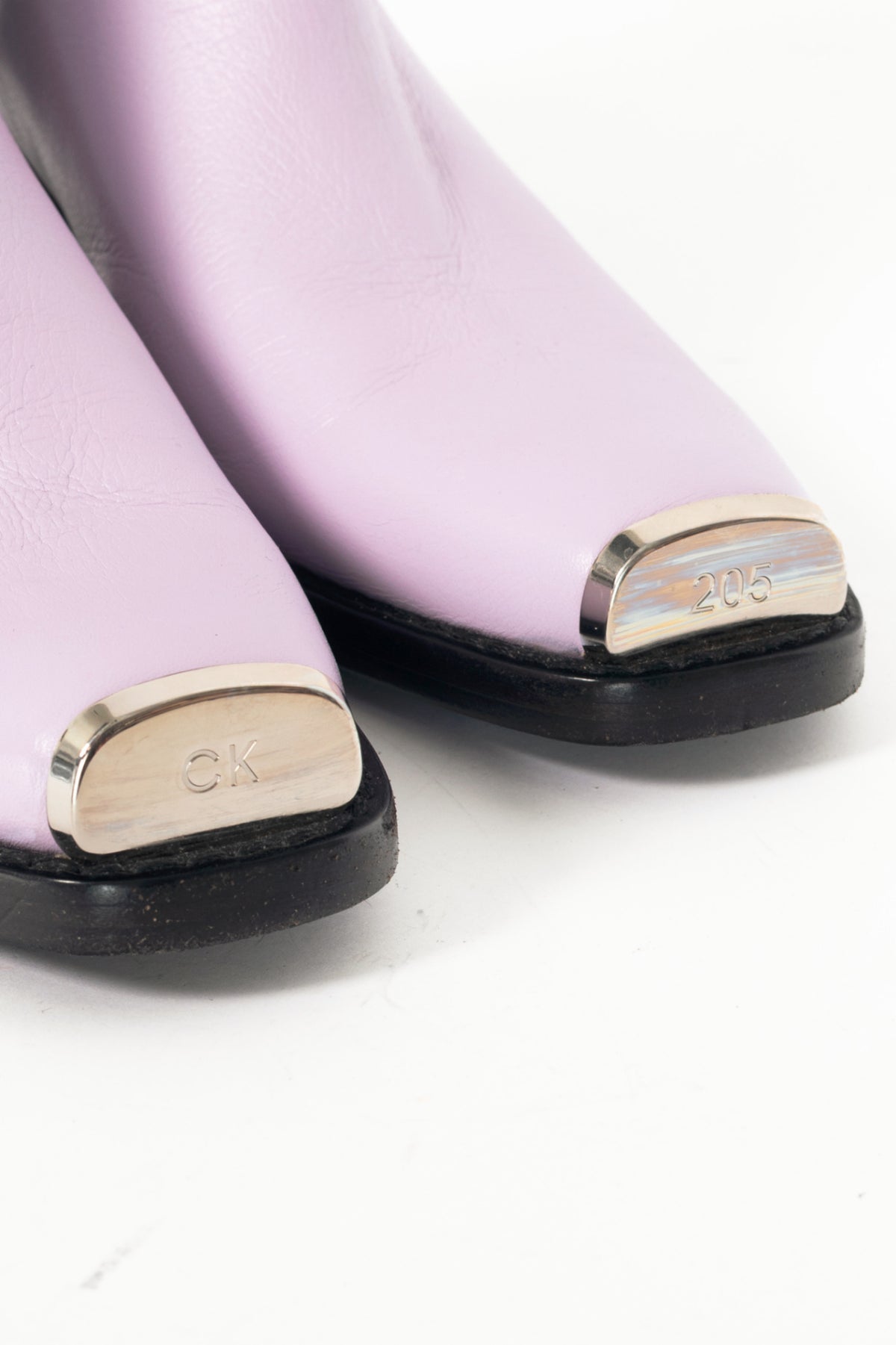 Calvin Klein 205W39NYC Claire Purple Leather Western Chelsea Boots