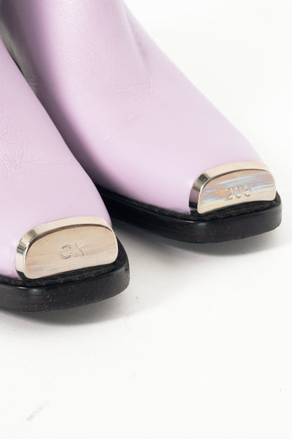 Calvin Klein 205W39NYC Claire Purple Leather Western Chelsea Boots