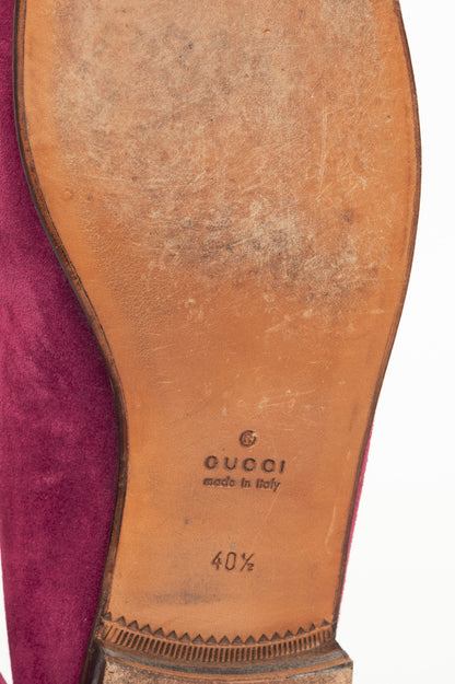 Gucci 1953 Fuchsia Suede Horsebit Loafers