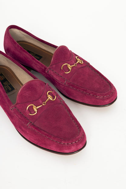 Gucci 1953 Fuchsia Suede Horsebit Loafers