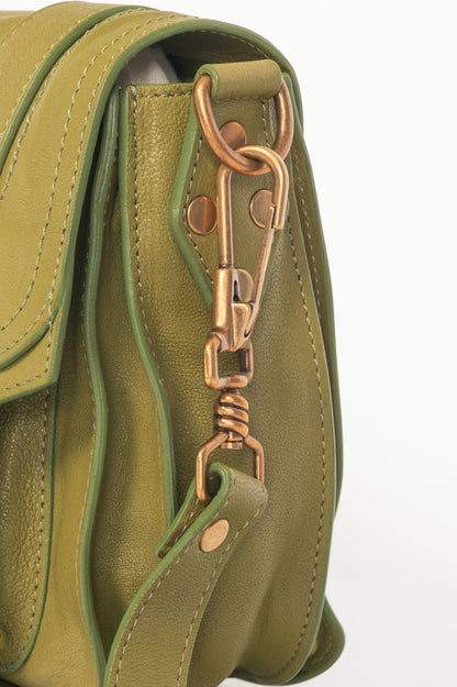 Proenza Schouler PS 1 Pouch Green Leather Crossbody