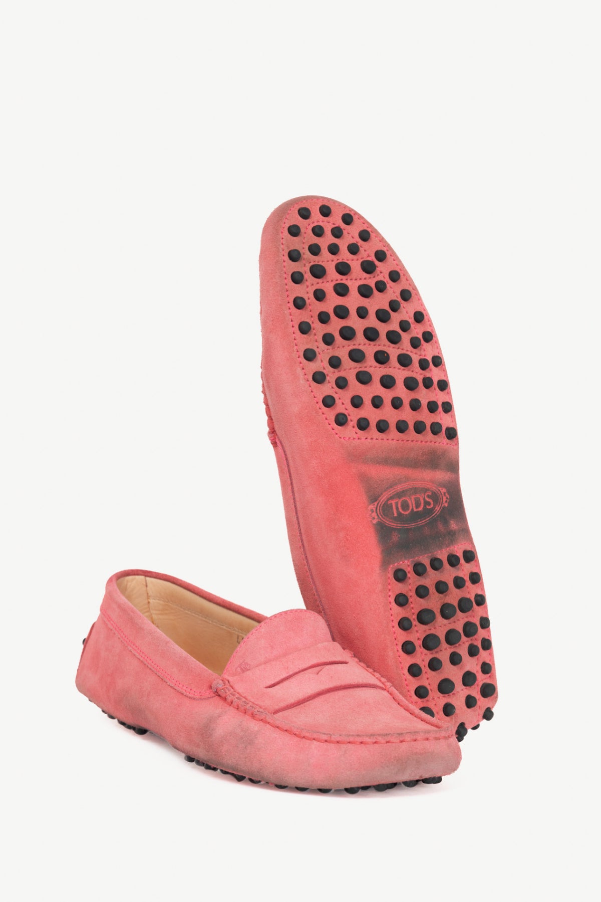 Tod’s Gommino Pink Suede Driving Shoes