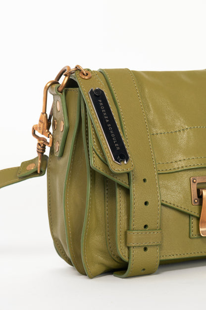 Proenza Schouler PS 1 Pouch Green Leather Crossbody
