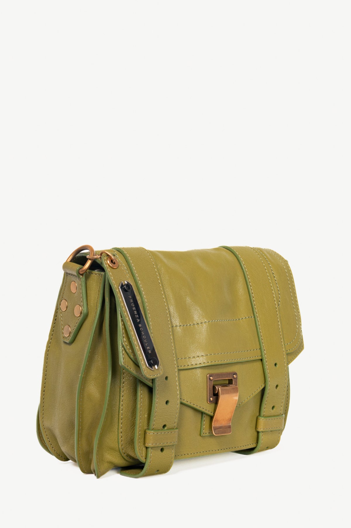Proenza Schouler PS 1 Pouch Green Leather Crossbody