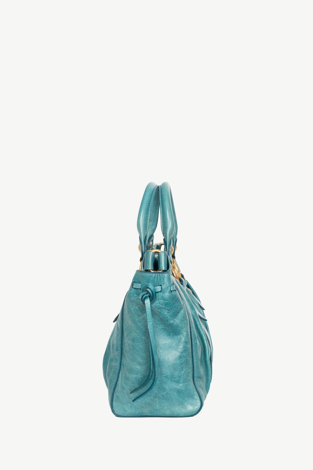 Miu Miu Teal Leather Large Satchel