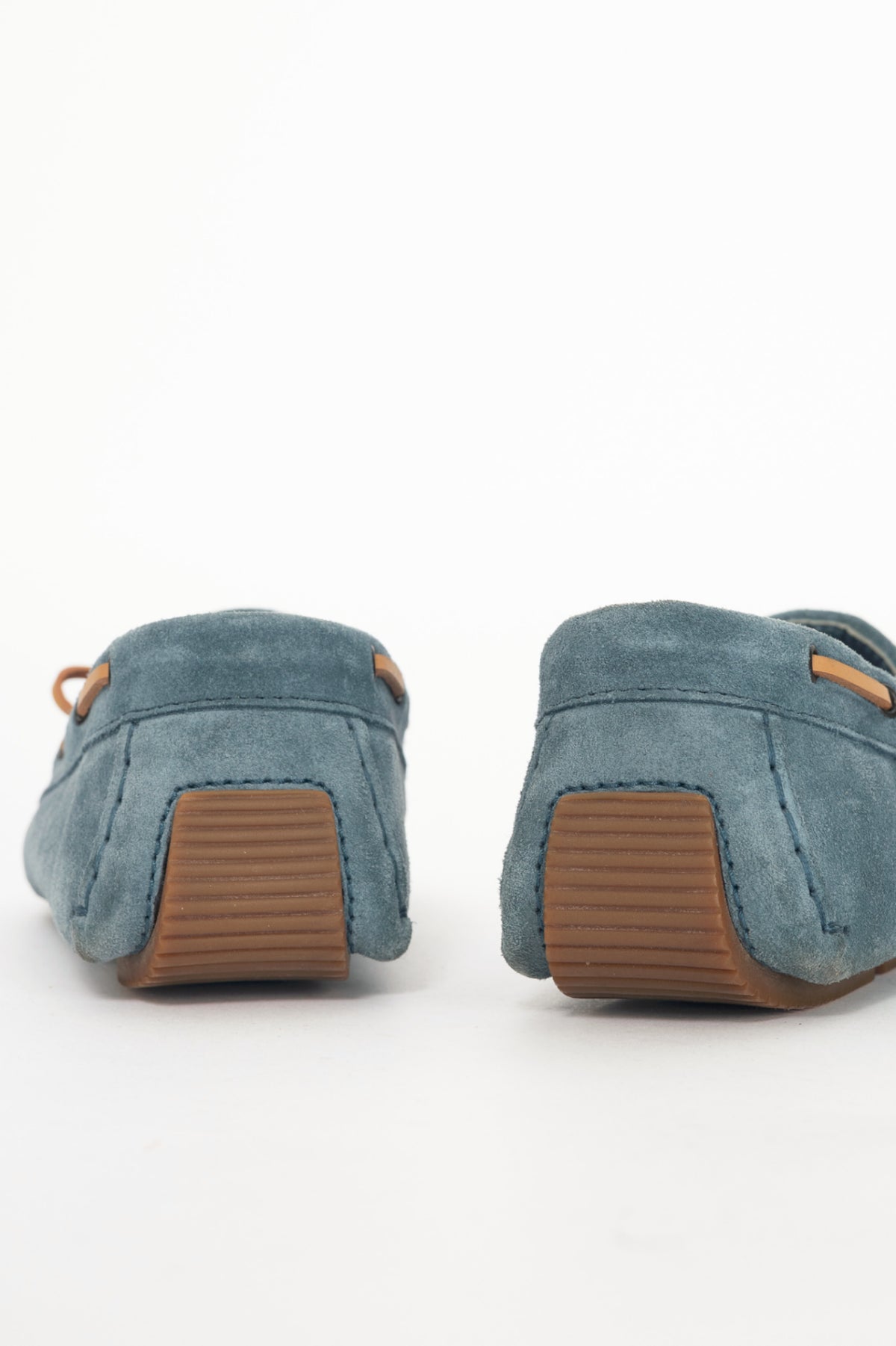 Bottega Veneta Blue Suede Intrecciato Bow Driving Shoes