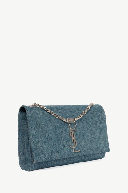 Saint Laurent Kate Medium Blue Denim YSL Monogramme Shoulder Bag