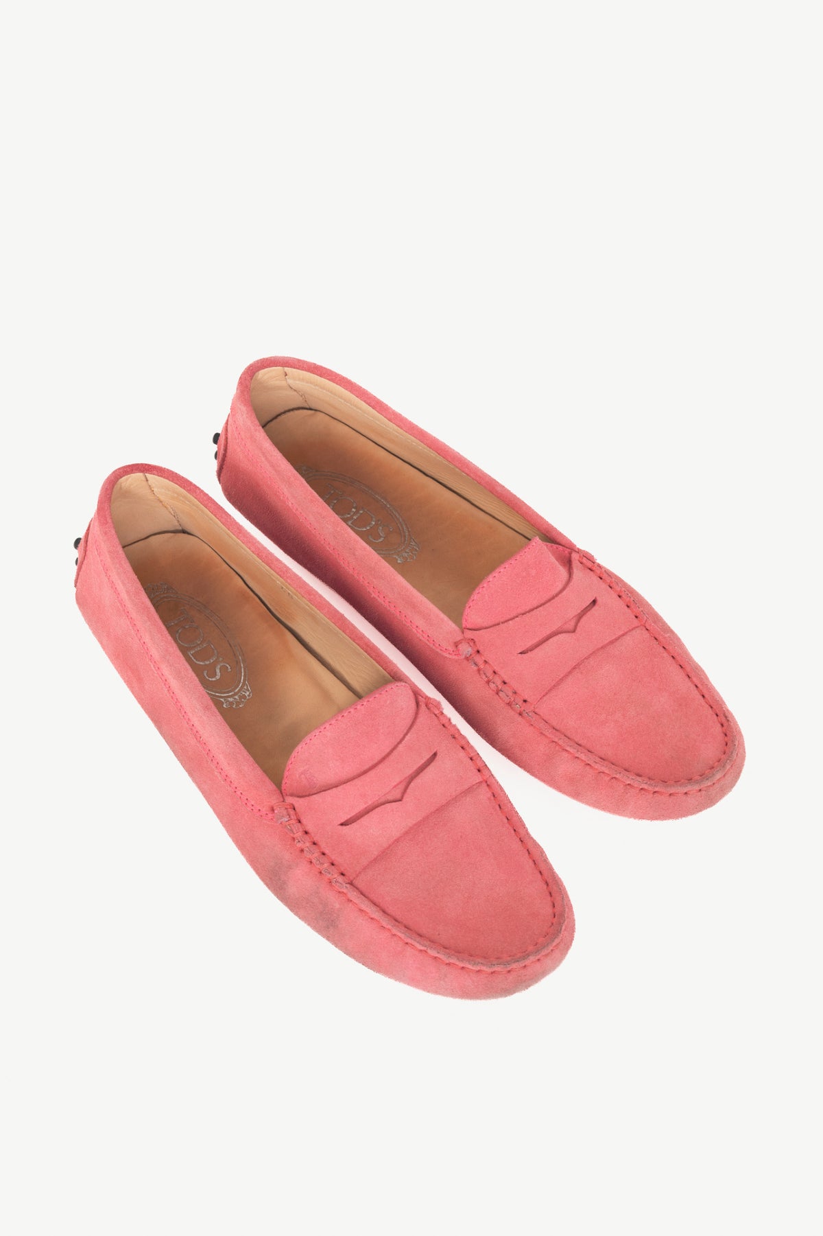 Tod’s Gommino Pink Suede Driving Shoes