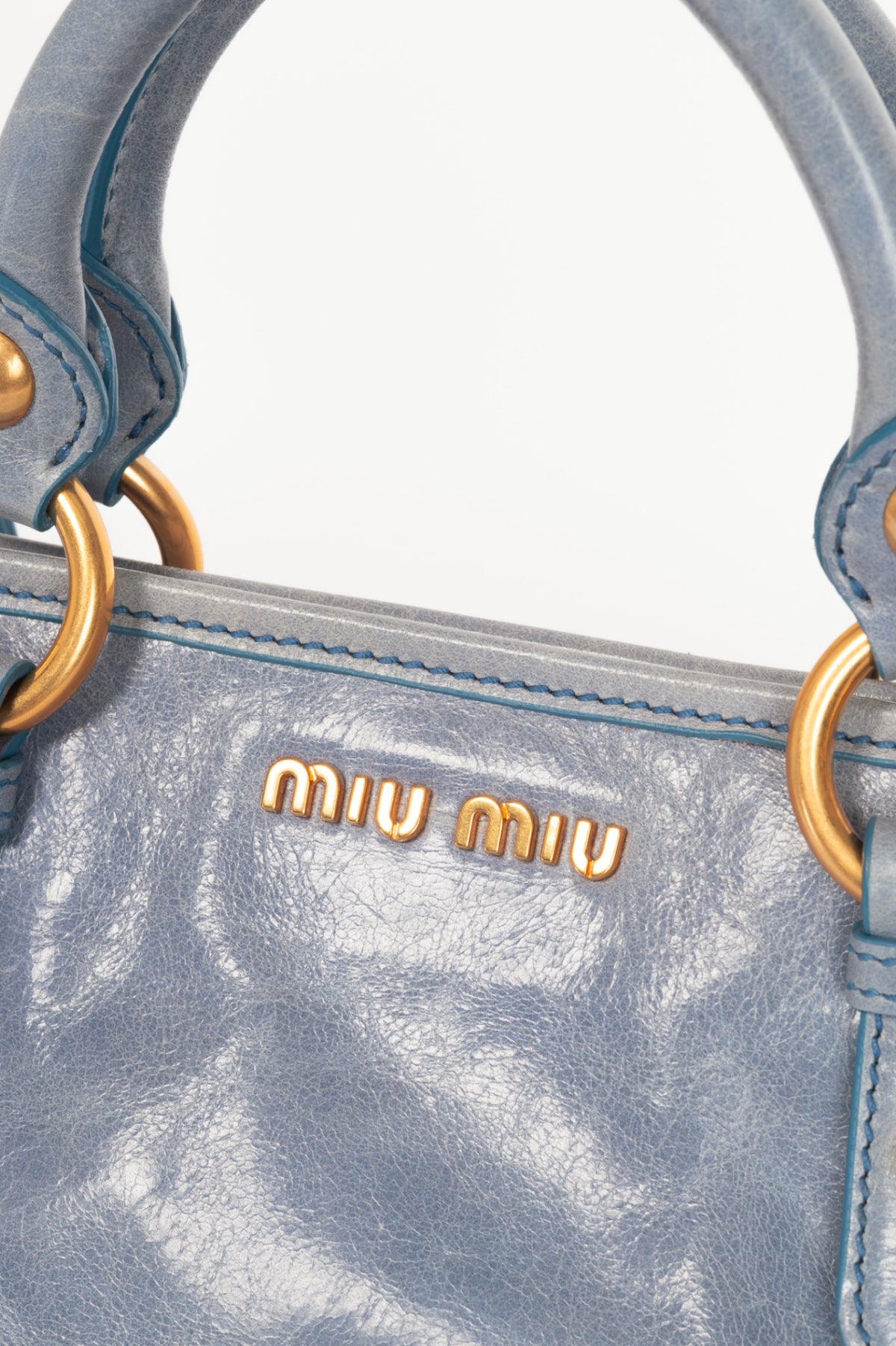 Miu Miu Bauletto Aperto Mare Vitello Shine Tote