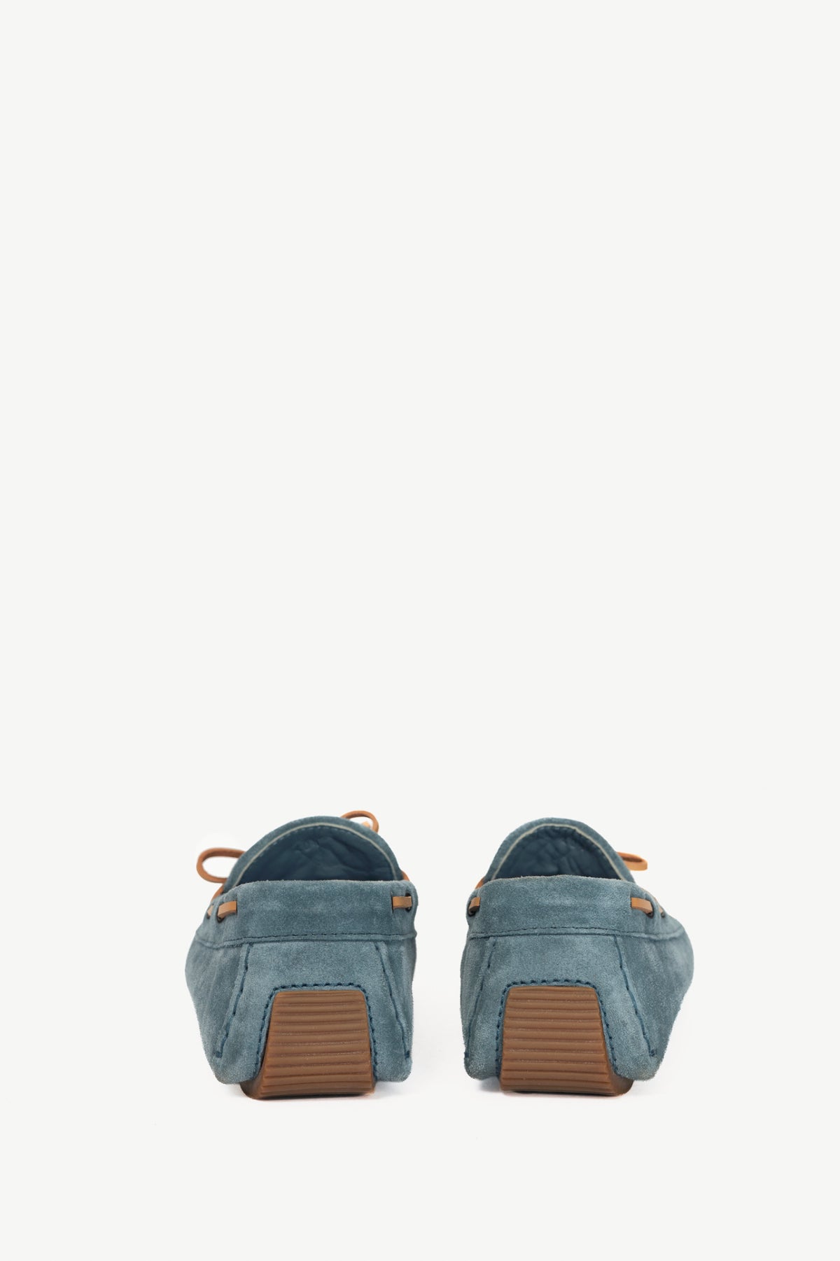 Bottega Veneta Blue Suede Intrecciato Bow Driving Shoes