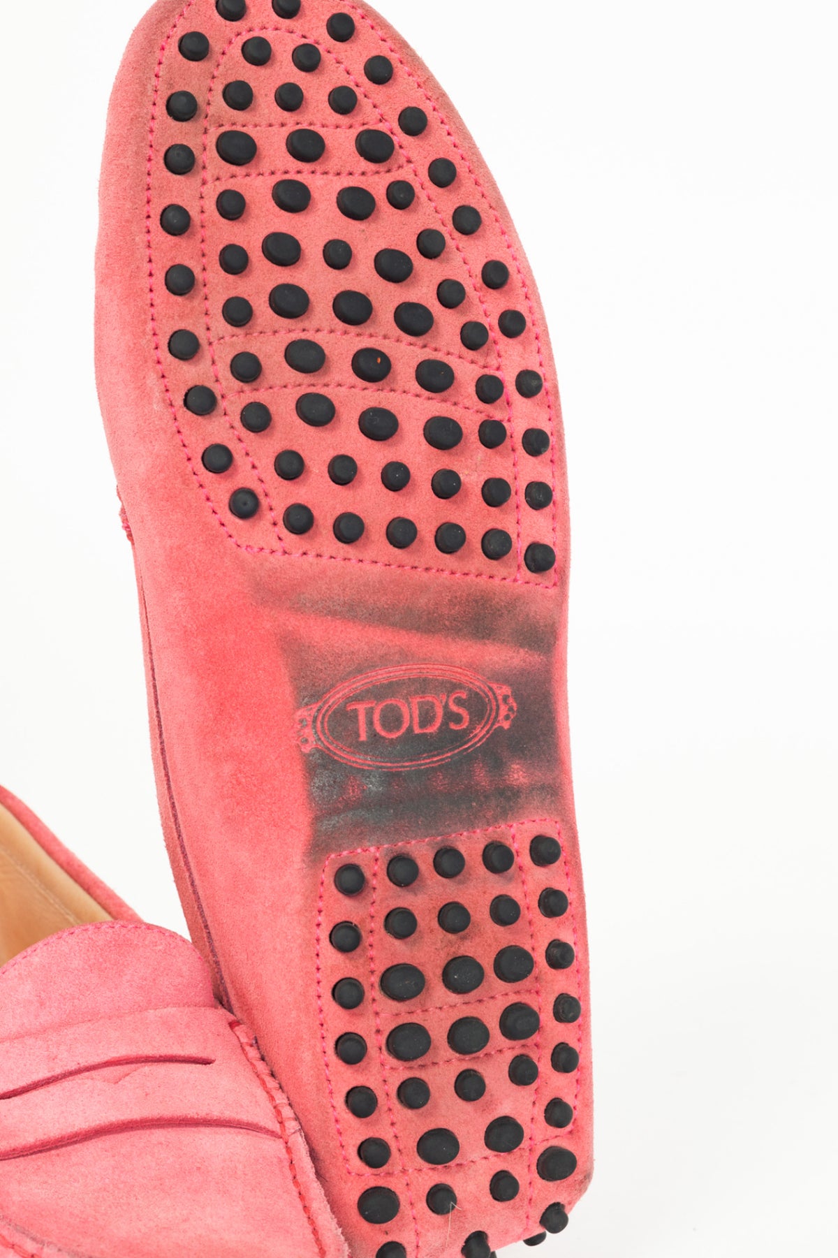 Tod’s Gommino Pink Suede Driving Shoes