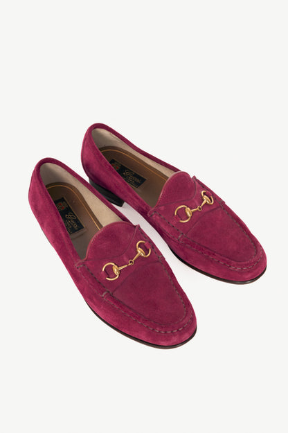 Gucci 1953 Fuchsia Suede Horsebit Loafers