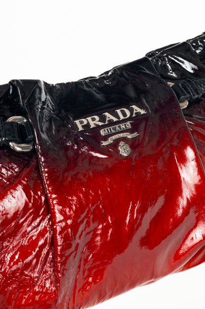 Prada Rosso & Argento Vernice Sfumata Gradient Patent Leather Handbag