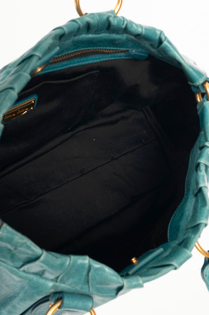 Miu Miu Teal Leather Large Satchel