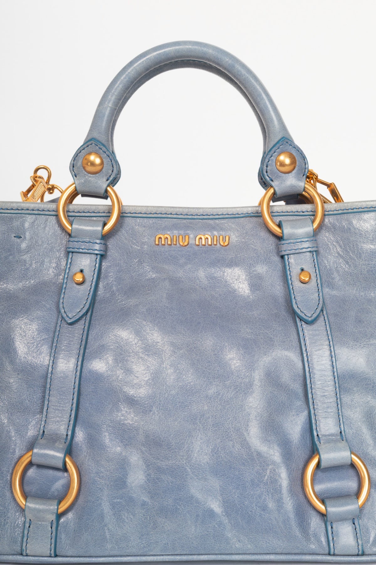 Miu Miu Bauletto Aperto Mare Vitello Shine Tote