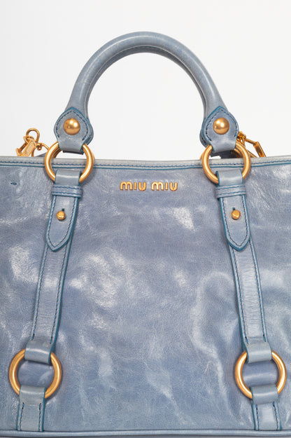 Miu Miu Bauletto Aperto Mare Vitello Shine Tote