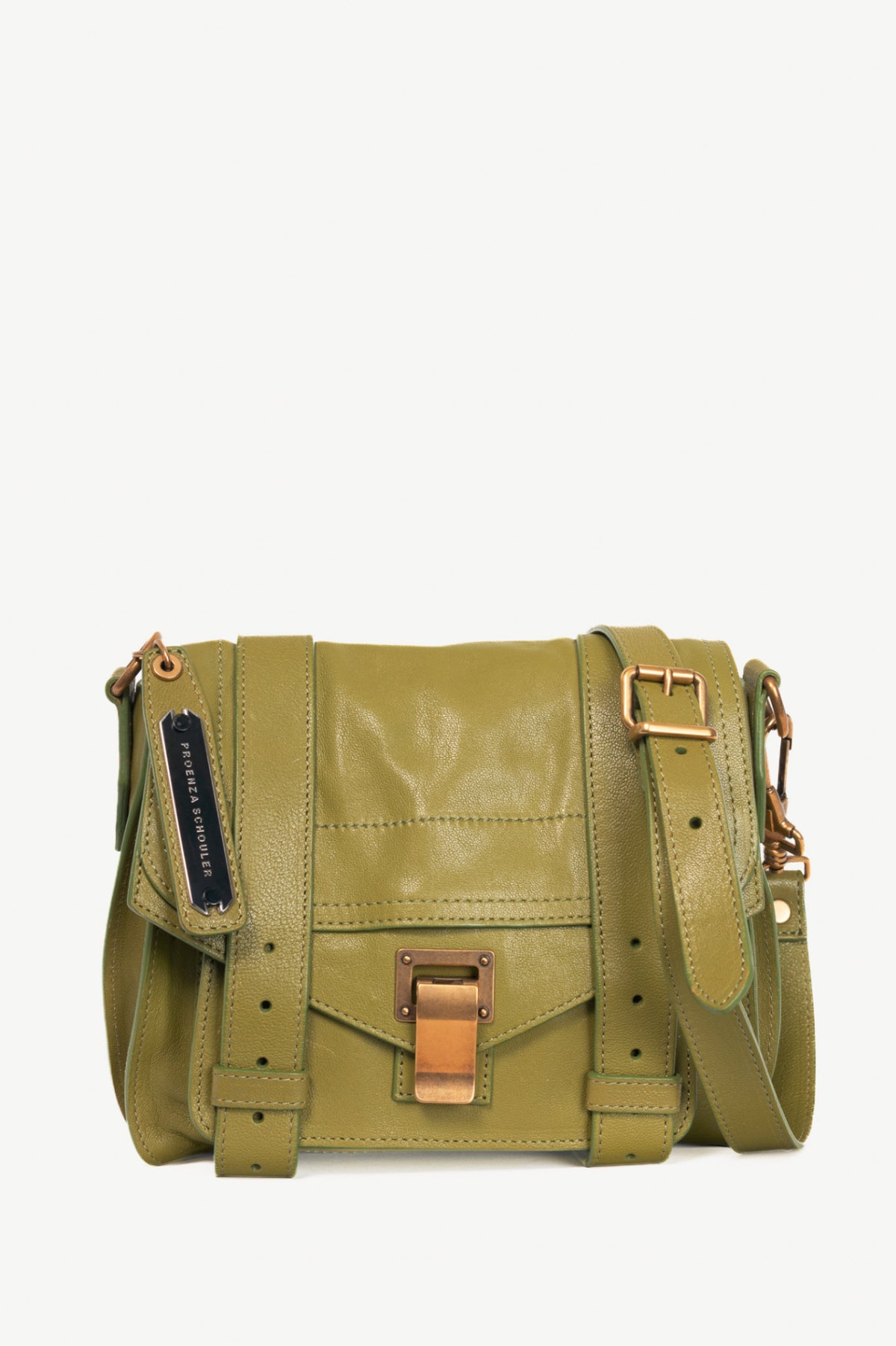 Proenza Schouler PS 1 Pouch Green Leather Crossbody