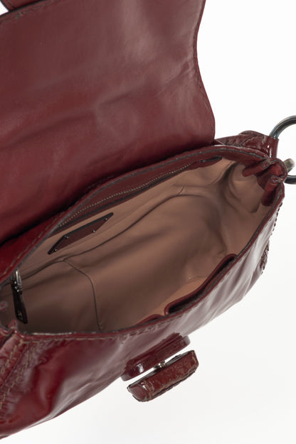 Prada AW10 Pattina Sottospalla Amarena & Cammello Vernice Leather Handbag