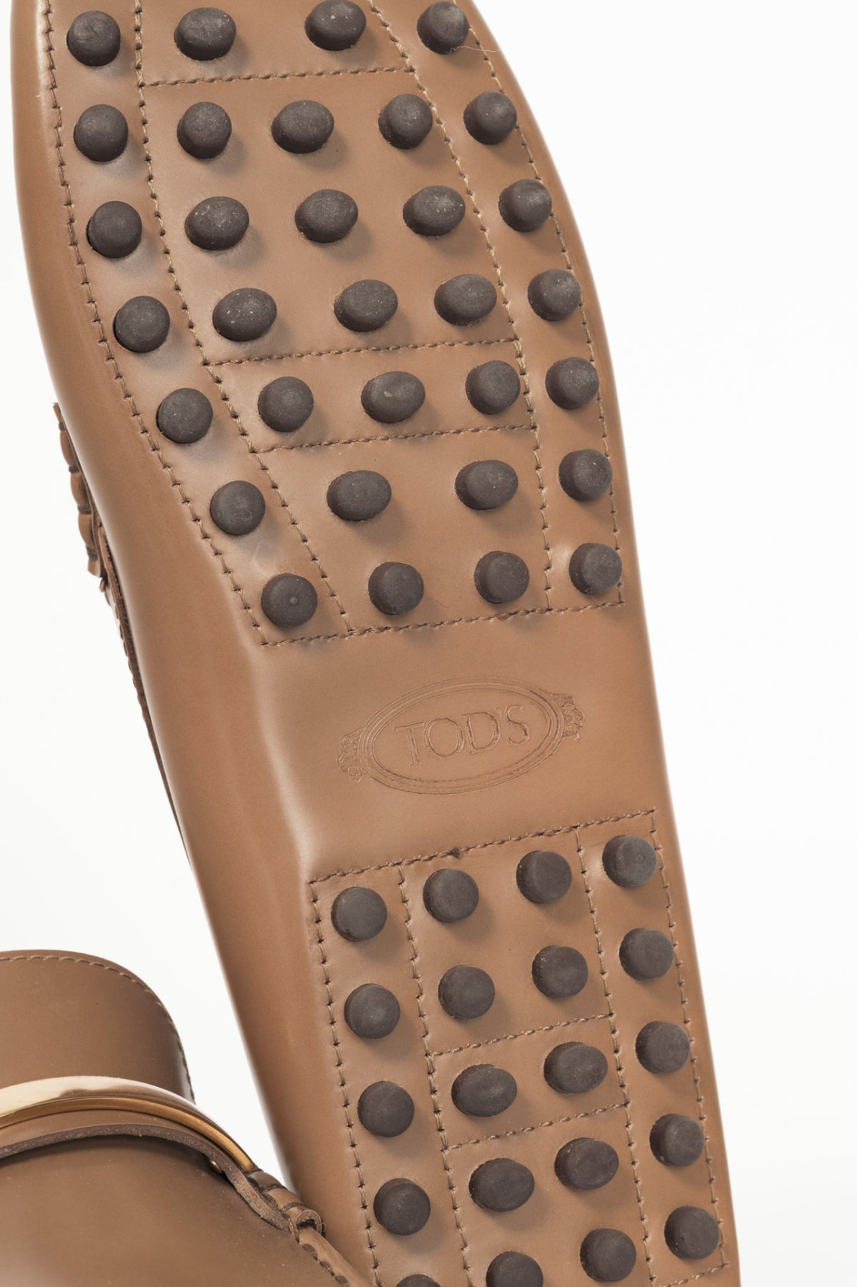 Tod's Gommino Brown Buffed Leather Logo-Bar Driving Shoes