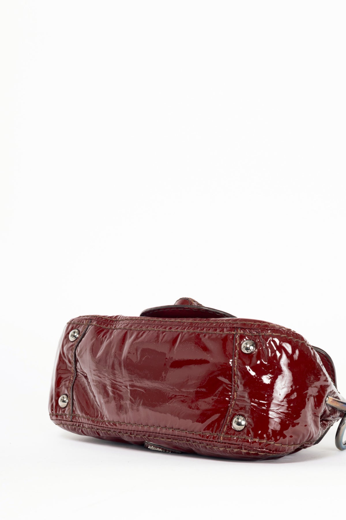 Prada AW10 Pattina Sottospalla Amarena & Cammello Vernice Leather Handbag
