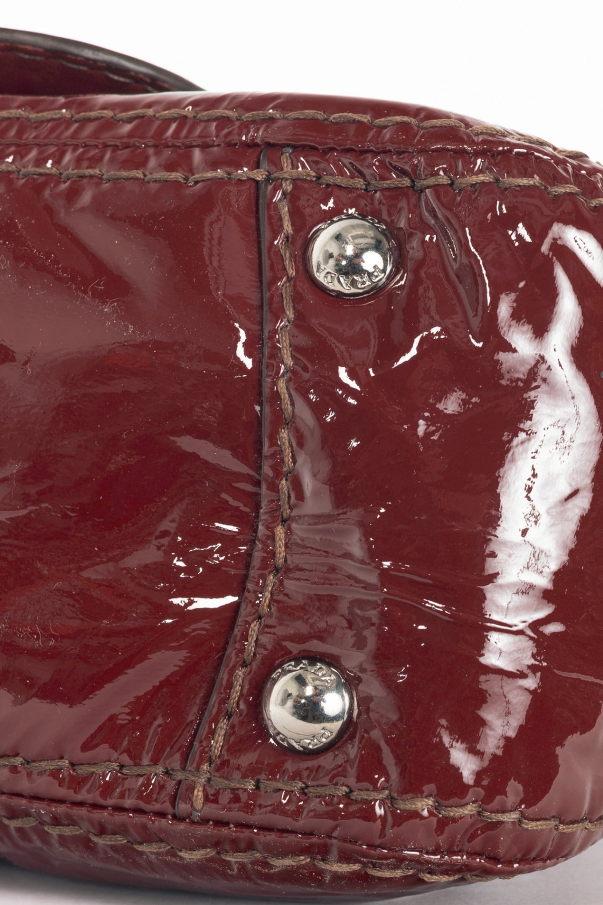 Prada AW10 Pattina Sottospalla Amarena & Cammello Vernice Leather Handbag