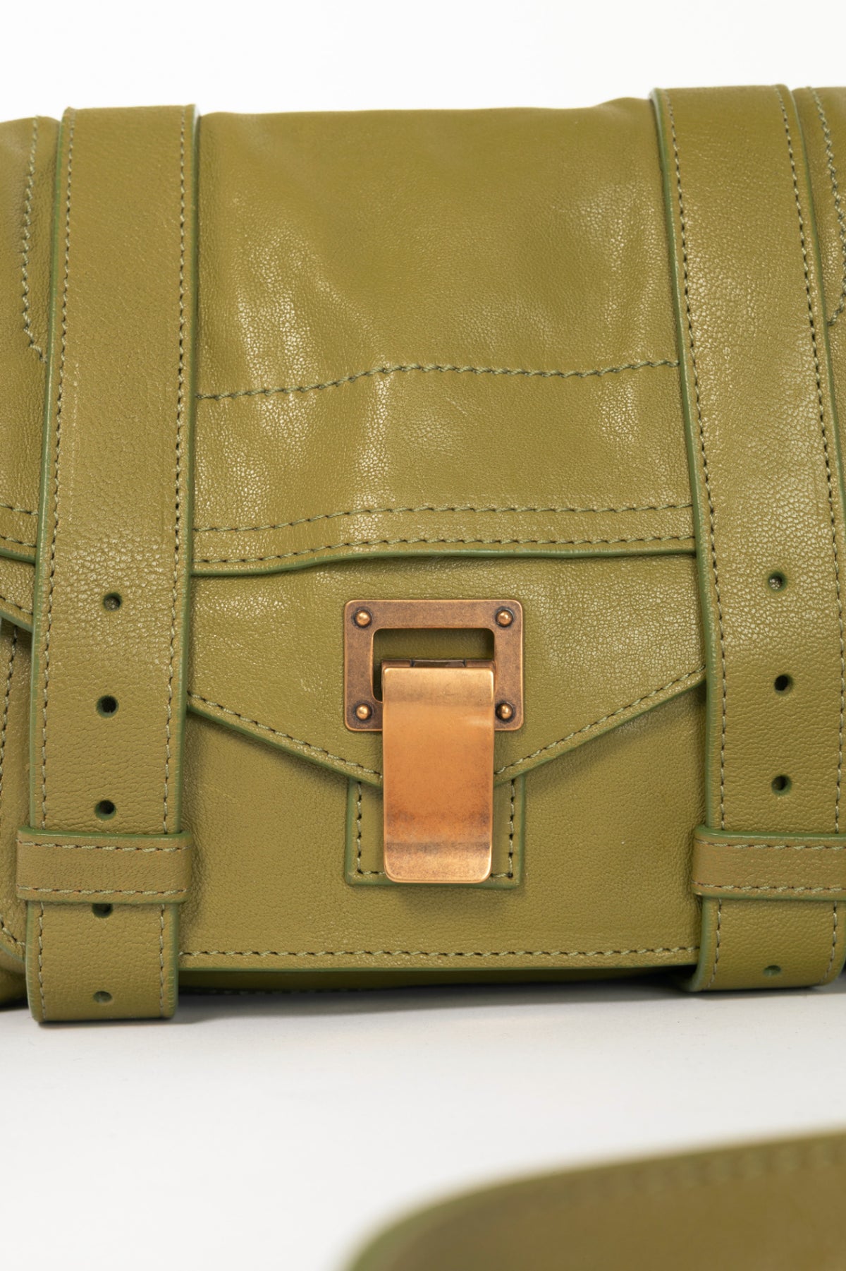 Proenza Schouler PS 1 Pouch Green Leather Crossbody