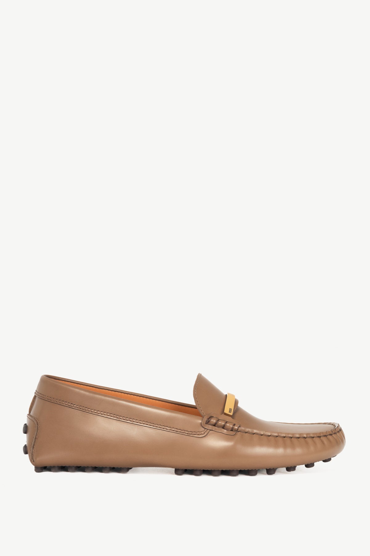 Tod's Gommino Brown Buffed Leather Logo-Bar Driving Shoes