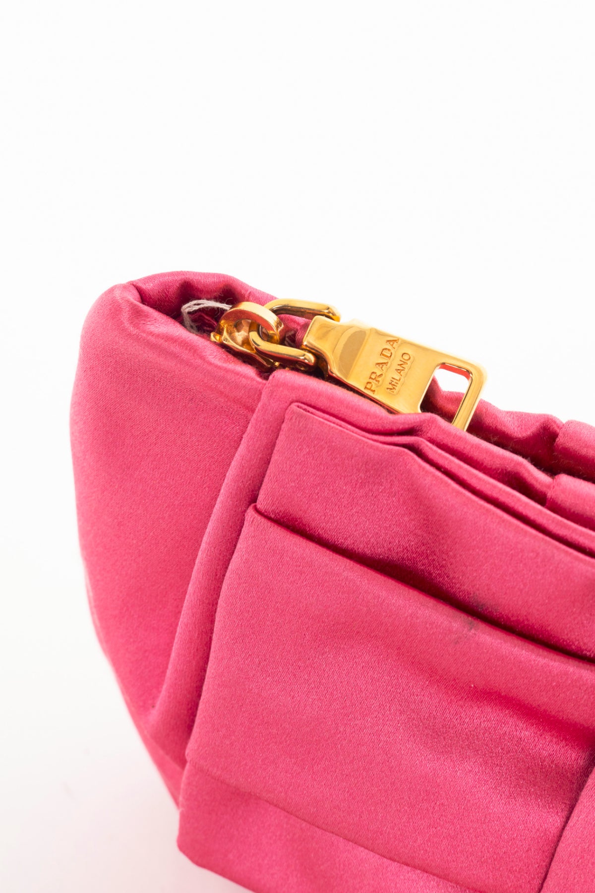 Prada Necessaire Fuxia Raso Bow Zip Wristlet