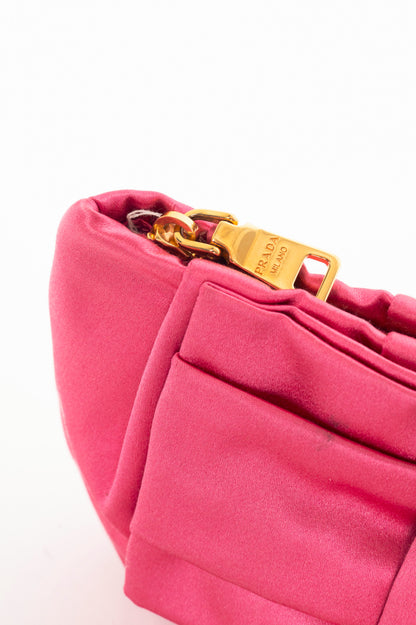 Prada Necessaire Fuxia Raso Bow Zip Wristlet