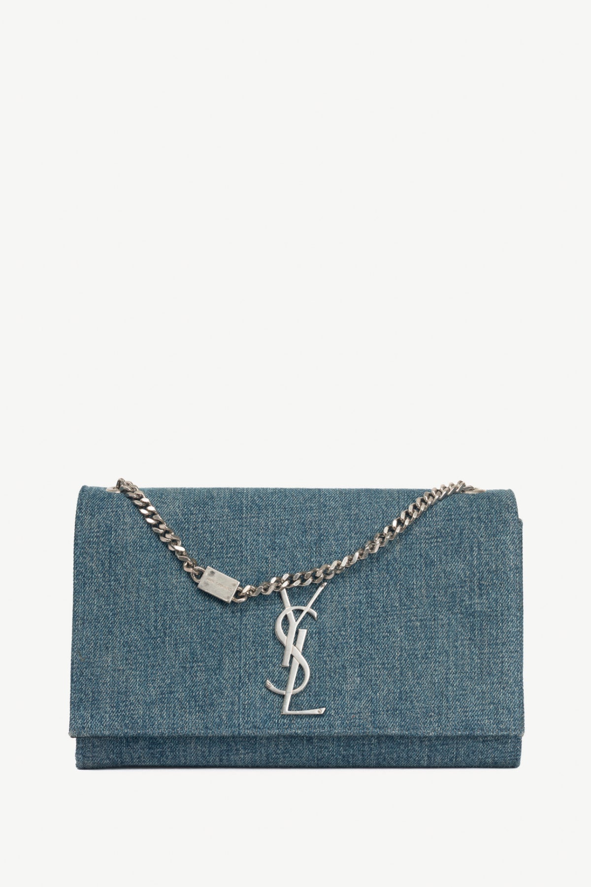 Saint Laurent Kate Medium Blue Denim YSL Monogramme Shoulder Bag