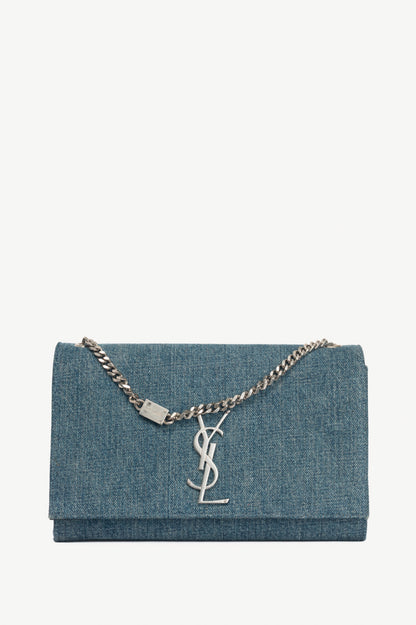 Saint Laurent Kate Medium Blue Denim YSL Monogramme Shoulder Bag