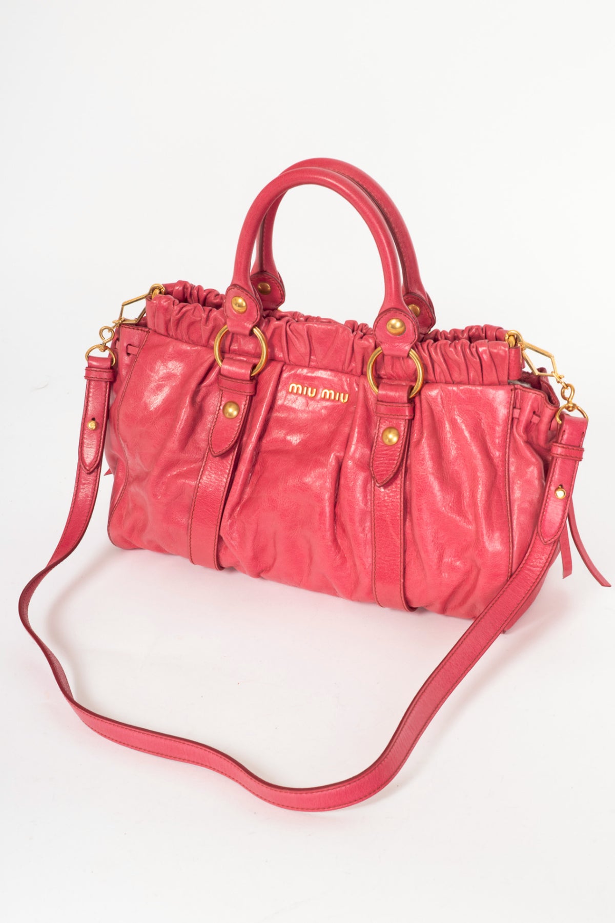 Miu Miu Pale Purple Drawstring Tie Satchel