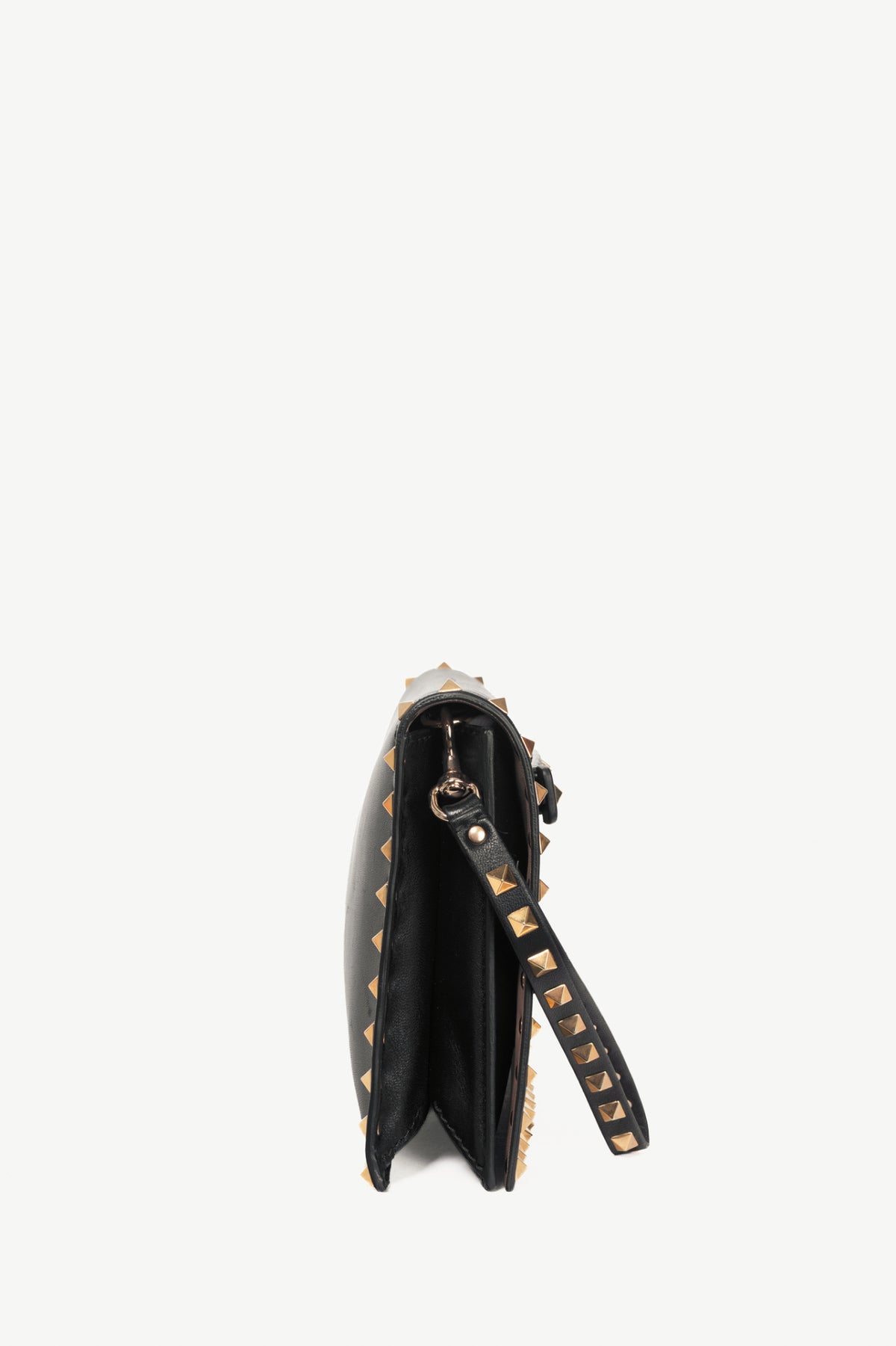 Valentino Garavani Nero Nappa Leather Rockstud Wristlet Clutch