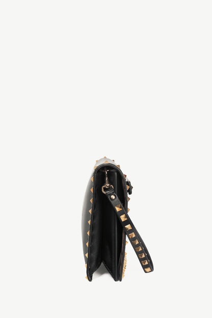 Valentino Garavani Nero Nappa Leather Rockstud Wristlet Clutch