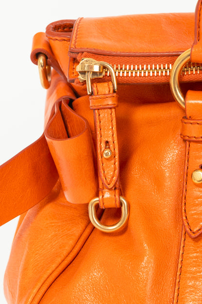 Miu Miu Bauletto Papaya Vitello Lux Bow Tote