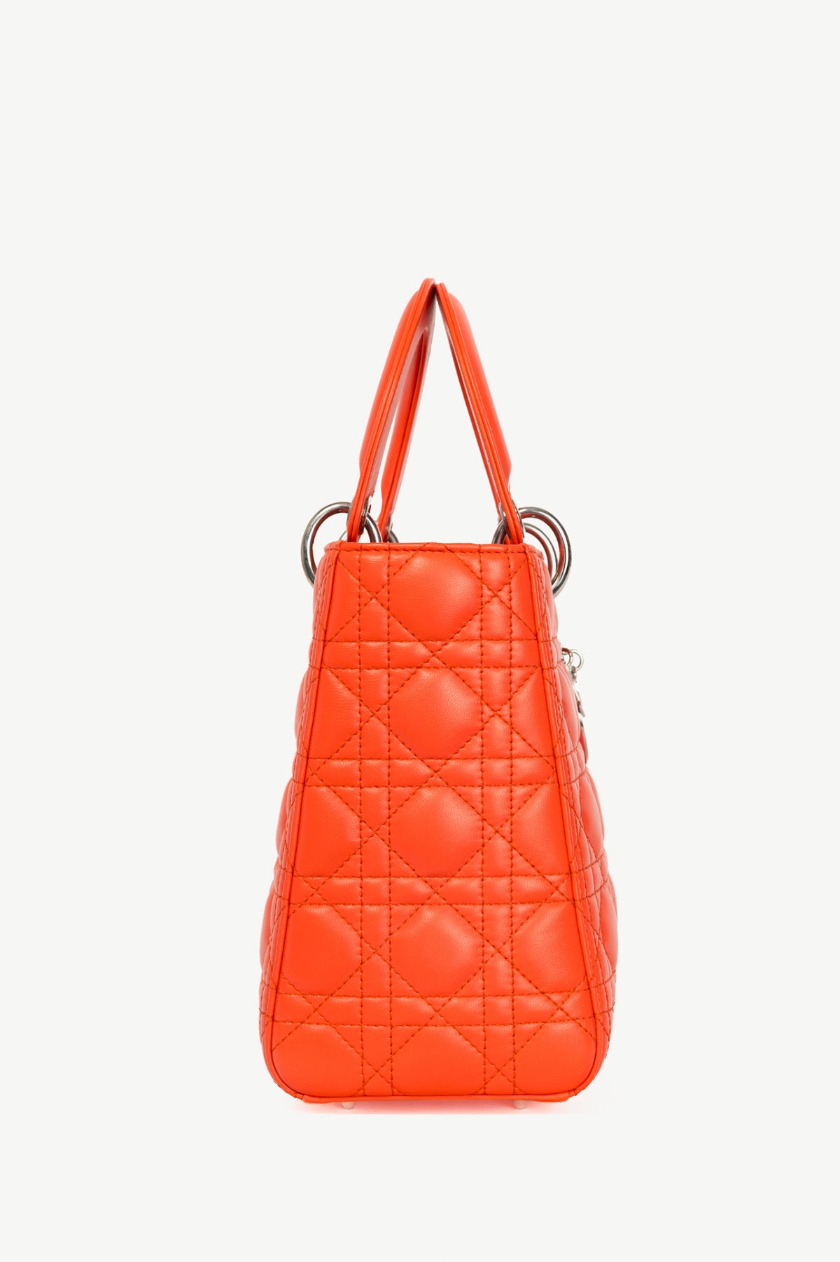 Christian Dior Lady Dior Medium "Orange" Cannage Leather Tote