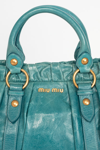 Miu Miu Teal Leather Large Satchel