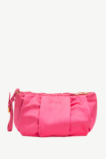 Prada Necessaire Fuxia Raso Bow Zip Wristlet