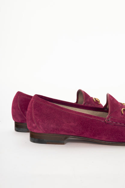Gucci 1953 Fuchsia Suede Horsebit Loafers