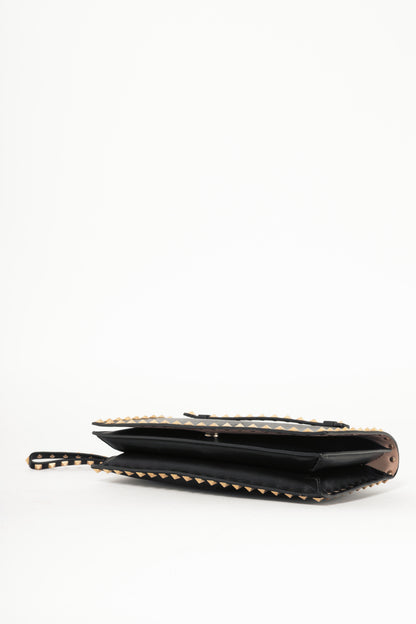 Valentino Garavani Nero Nappa Leather Rockstud Wristlet Clutch