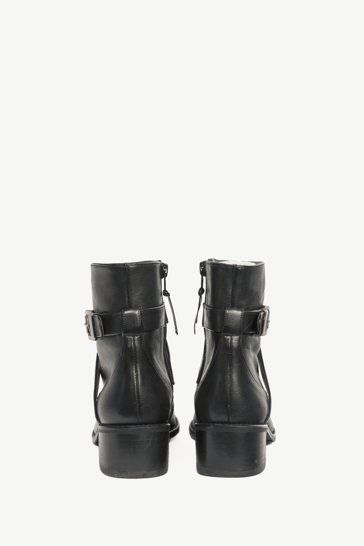 Stuart Weitzman Walkin Black Vecchio Nappa Buckled Ankle Boots