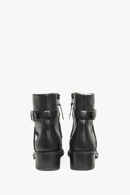 Stuart Weitzman Walkin Black Vecchio Nappa Buckled Ankle Boots