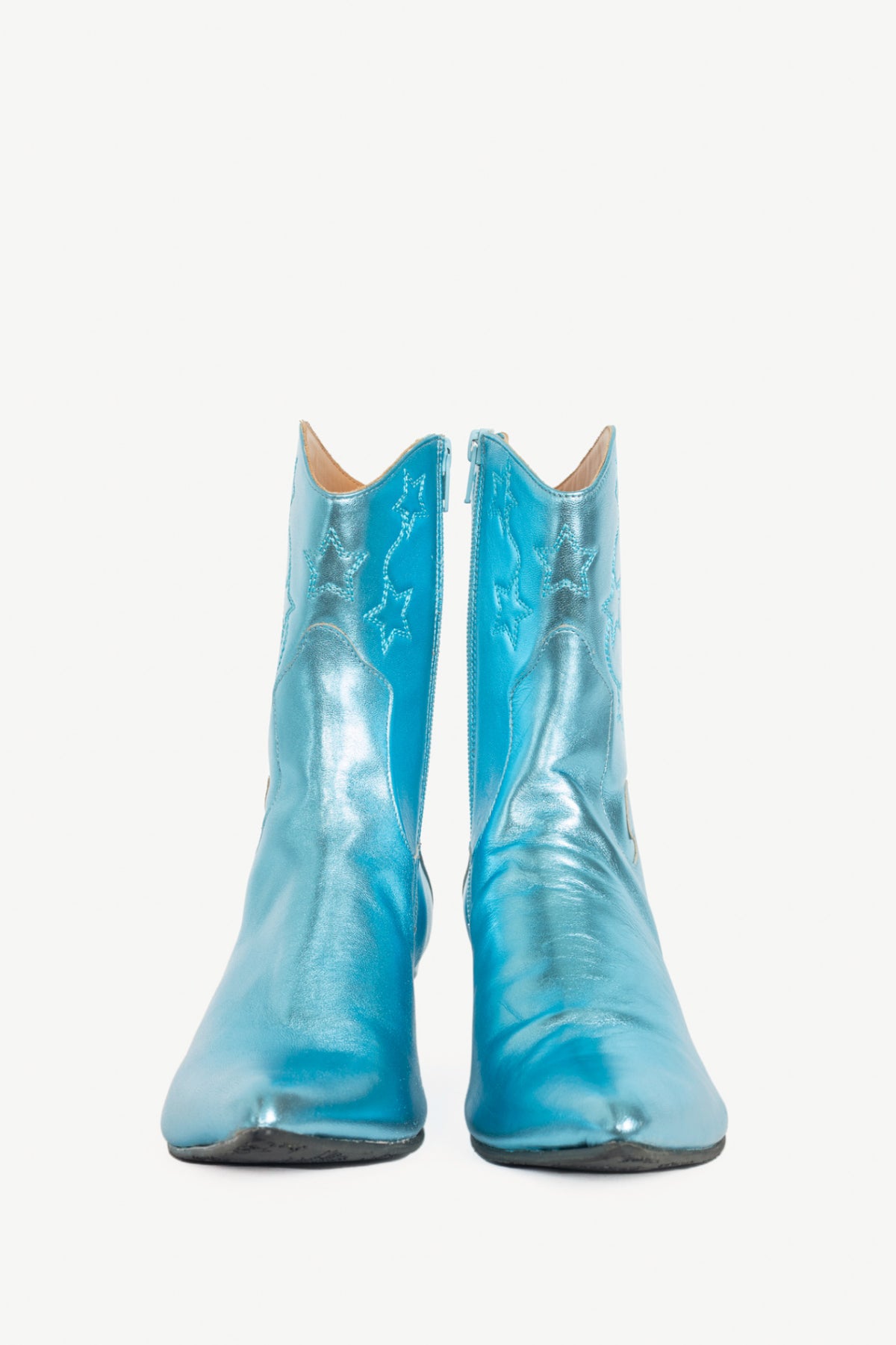 John Fluevog Firefly Noctiluca Metallic Blue Western Boots
