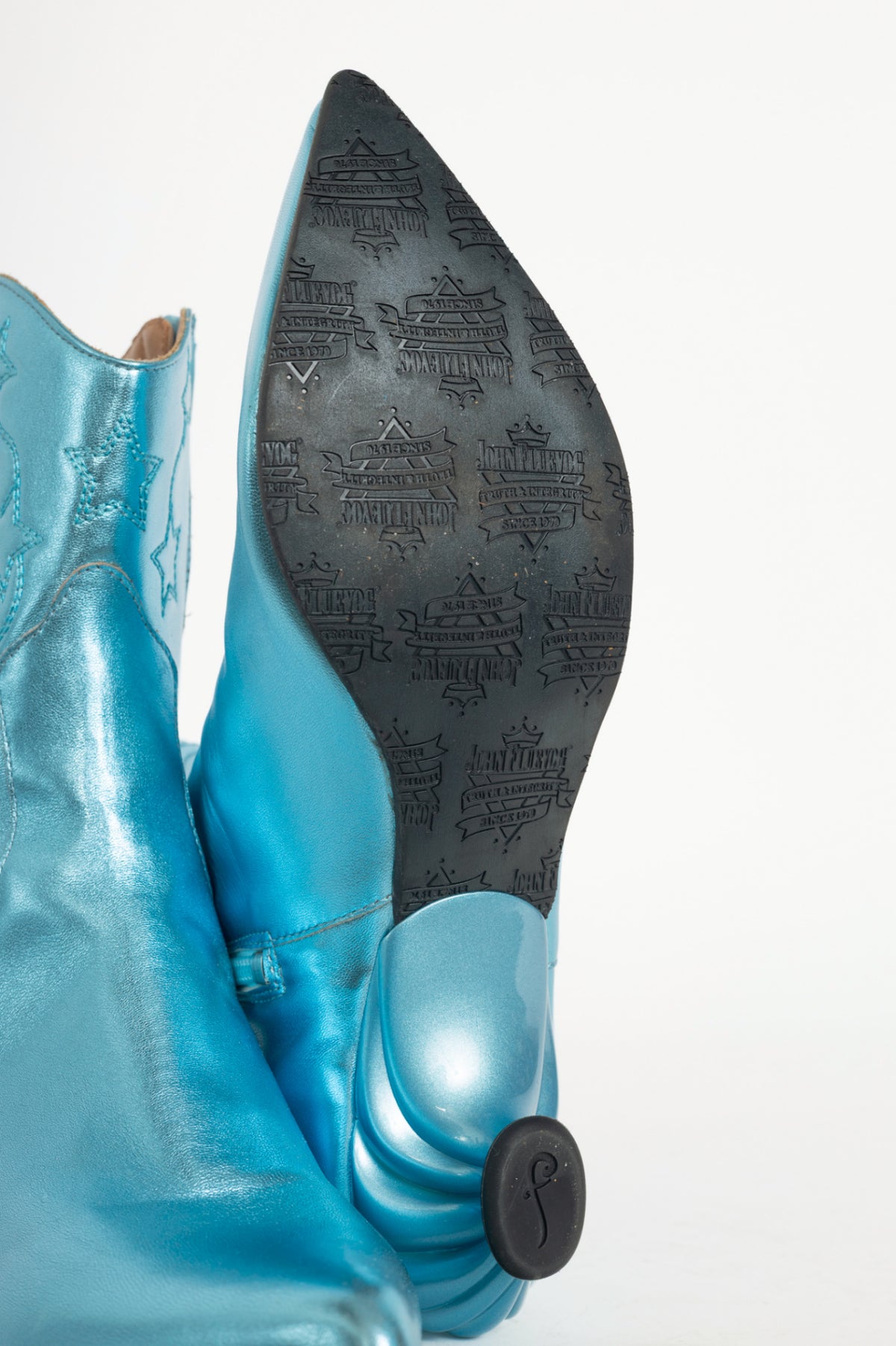 John Fluevog Firefly Noctiluca Metallic Blue Western Boots