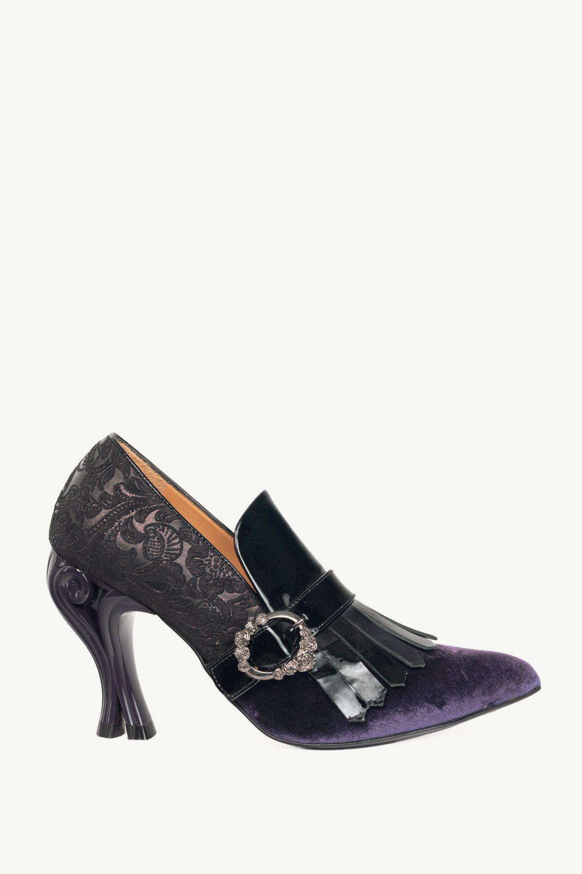 John Fluevog Celestial Communication Cassiopeia Purple Velvet Loafer Pumps